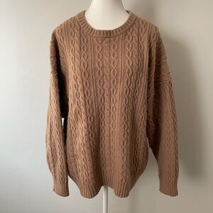 Aritzia Sunday Best Peggy Sweater Cable Knit Merino Wool Blend Beige Size Large